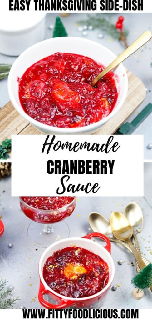 Pinterest image of homemade cranberry sauce