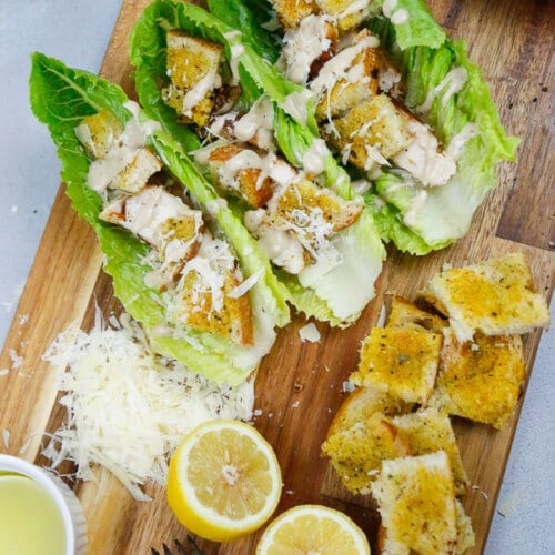CHICKEN CAESAR SALAD BOATS WITH HOMEMADE CROUTONS Fitty Foodlicious