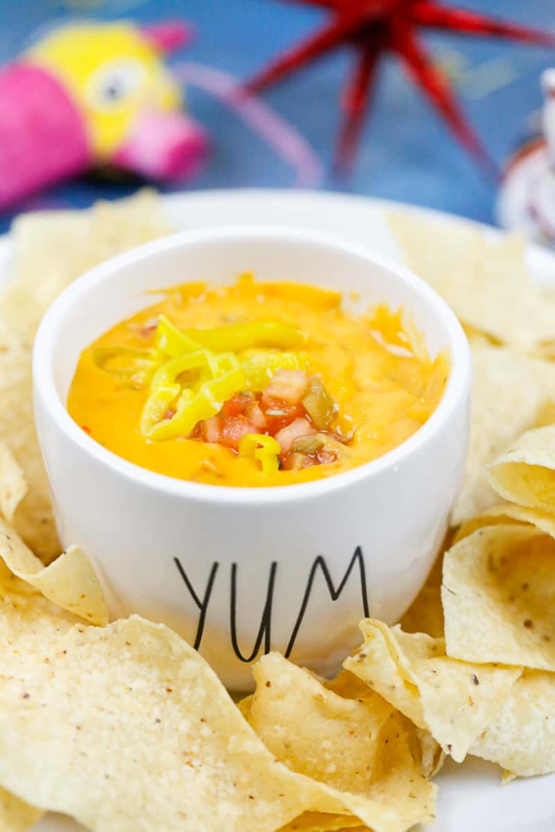 salsa con queso with chips 