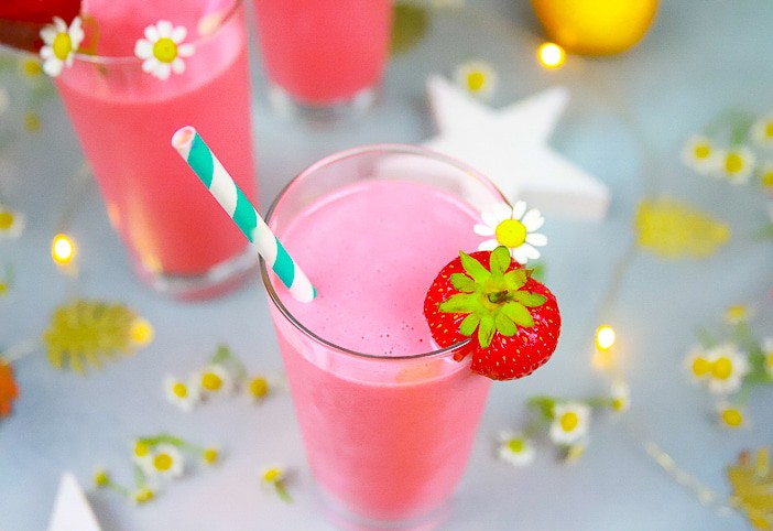 Strawberry Lemonade Protein Shake - Nourished Simply