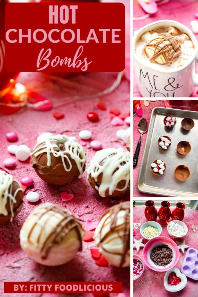 Pinterest image of Hot Chocolate Bombs and recipe steps 