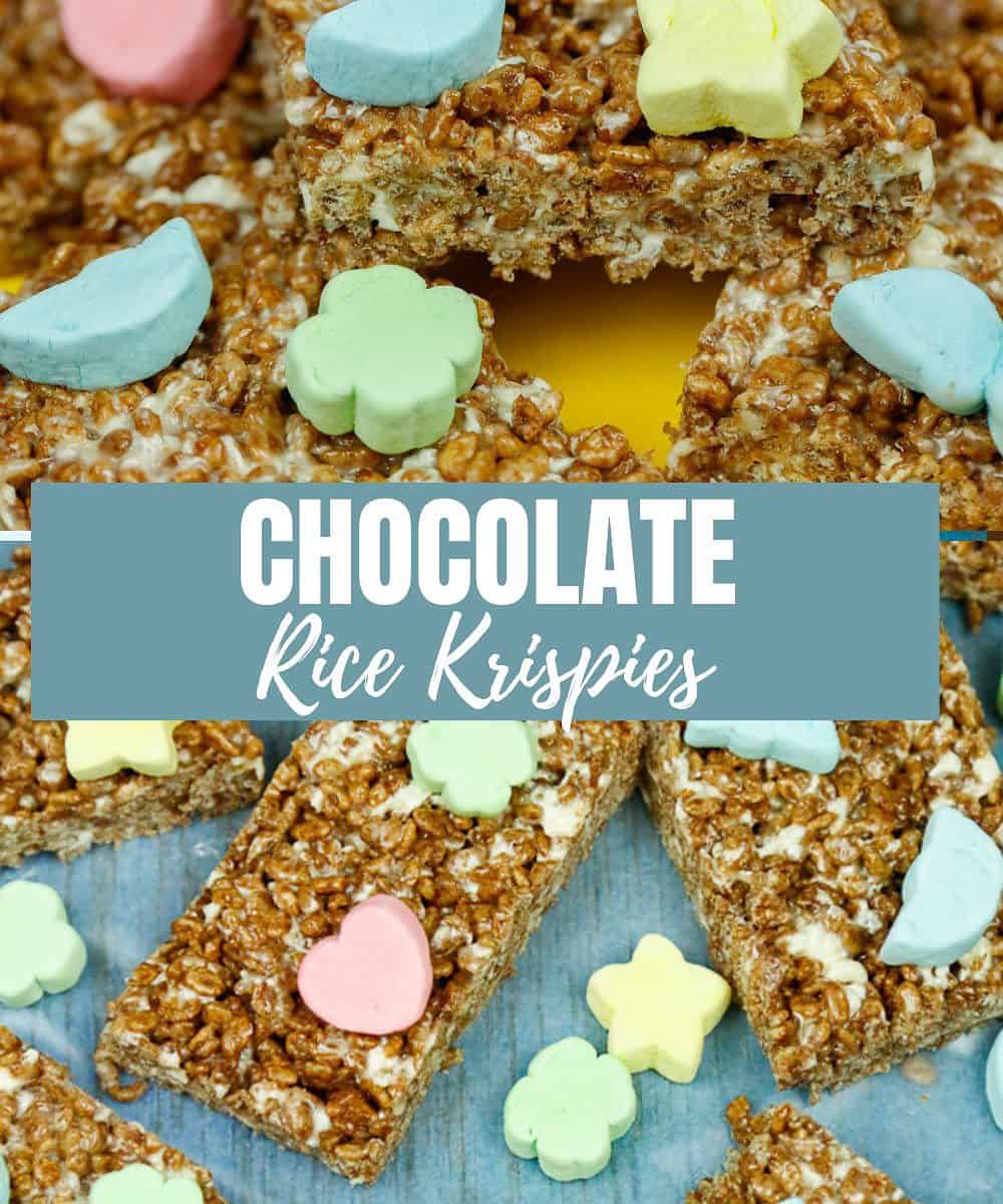 Pinterest image for chocolate rice krispies 
