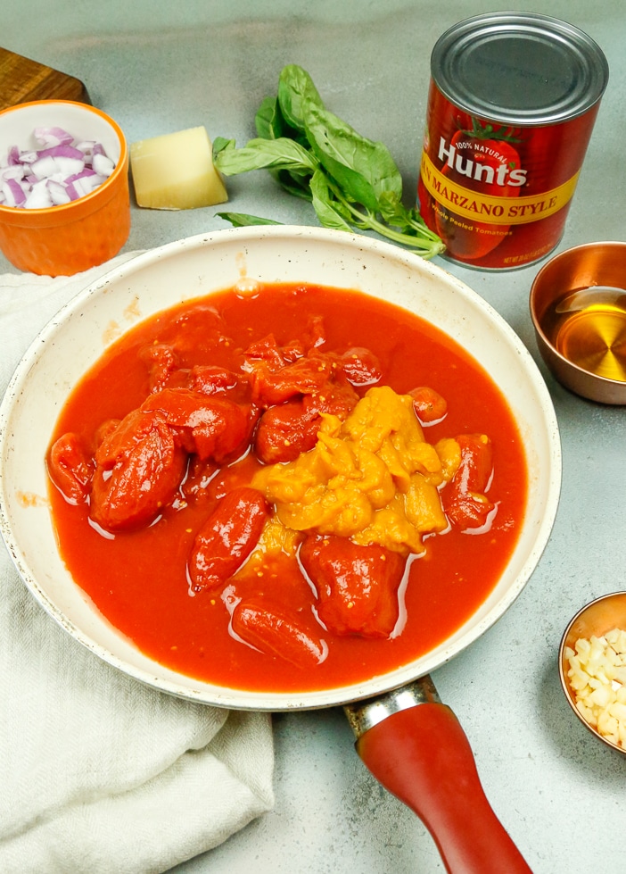 Dinner, Fall, Easy, Pomodoro, Pumpkin, Gnocchi, Marzano Style Tomatoes, Hunt’s