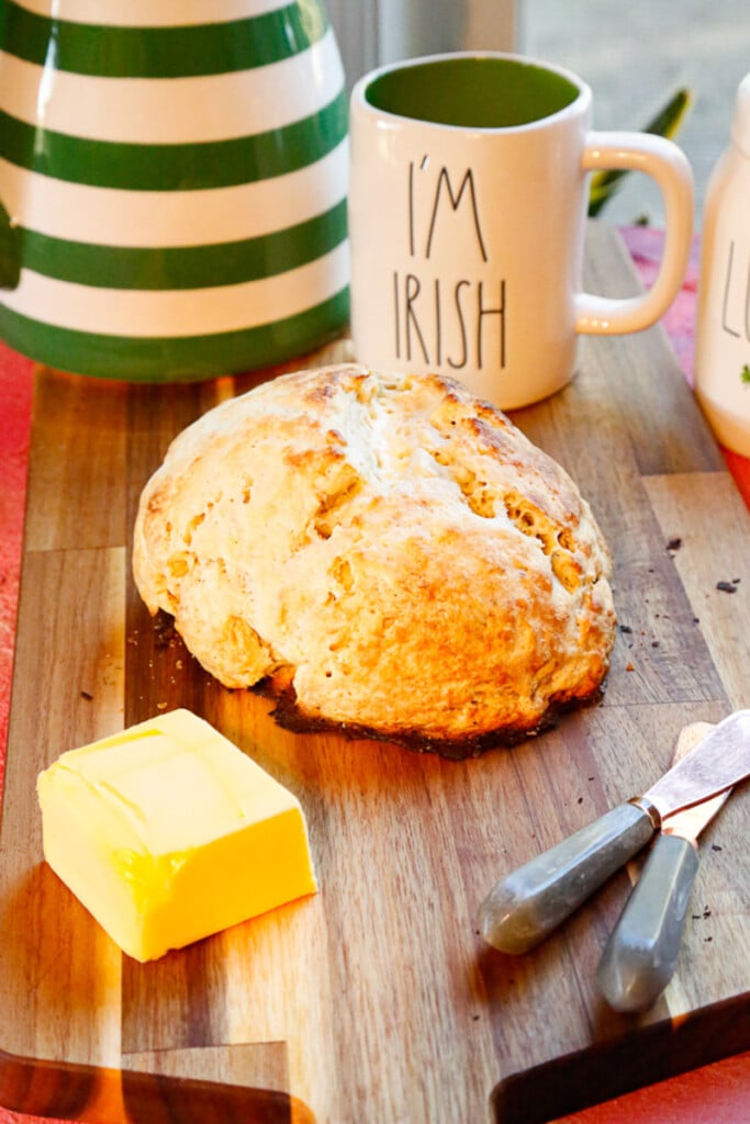 A loaf or Irish Soda Bread with Butter