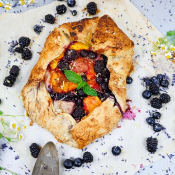berries and stone fruit galette