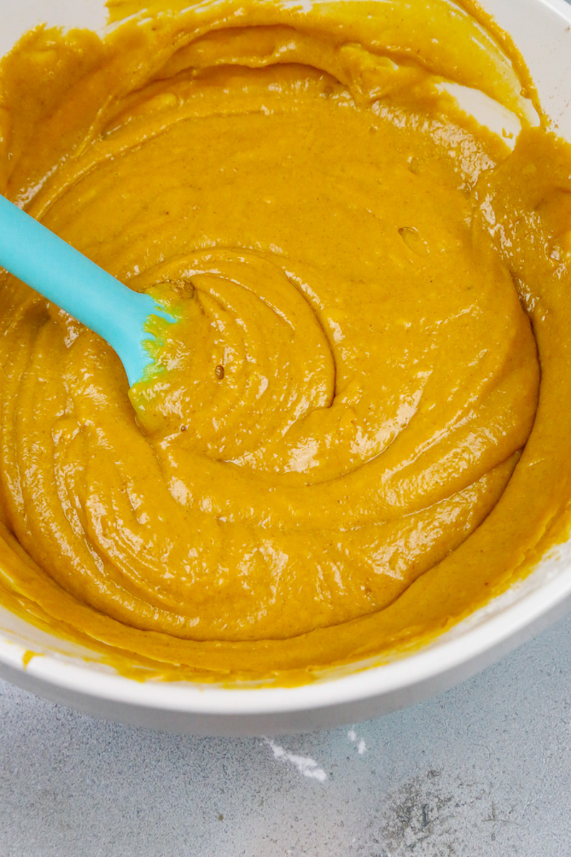 Add the flour and baking powder to the same bowl and mix until combined for pumpkin brownies healthy 