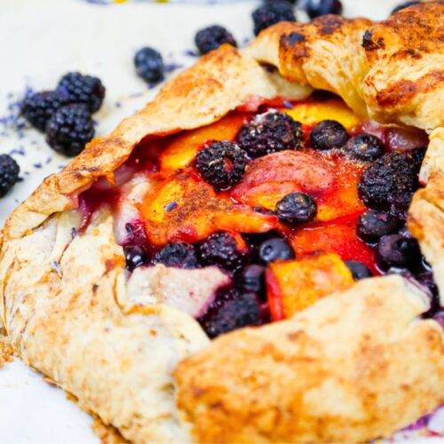featured image peach galette with puff pastry