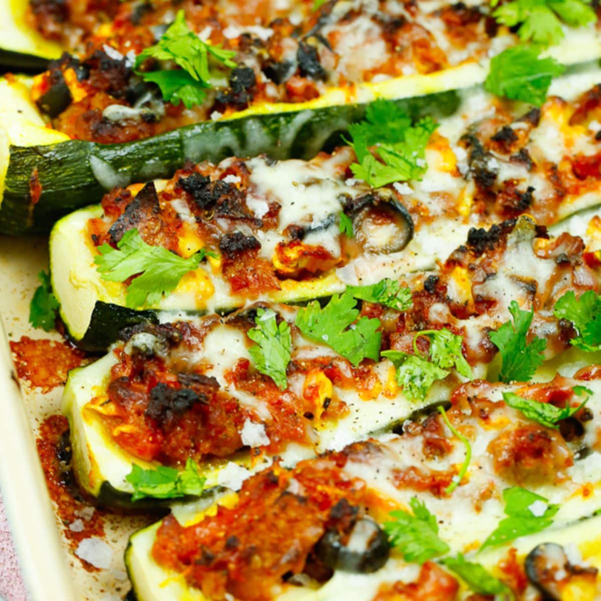 featured image zucchini boats with ground turkey