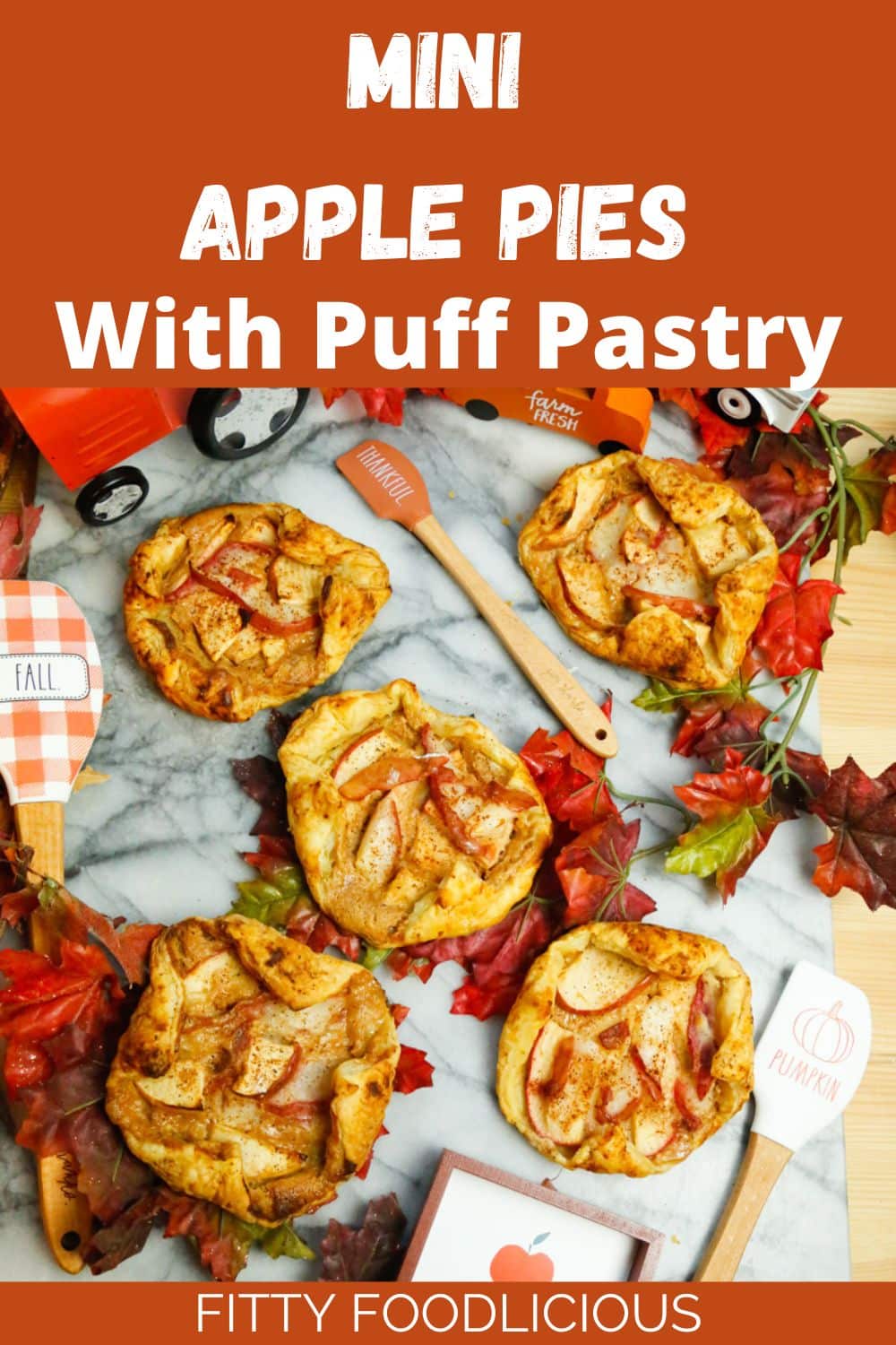 Pinterest image for mini apple pies with puff pastry 