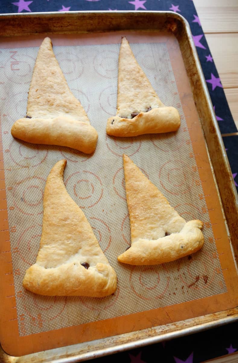 baked crescent roll witch hats 
