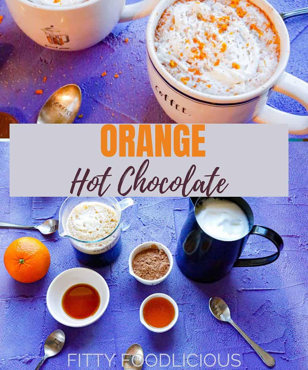 Pinterest image for orange hot chocolate 