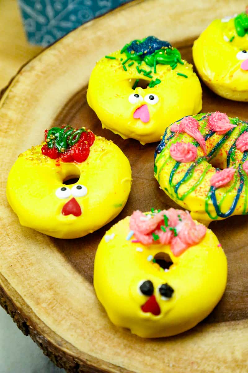 yellow easter donuts with chicken faces 