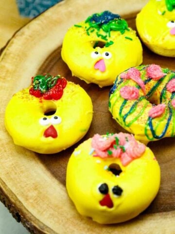 yellow easter donuts with chicken faces