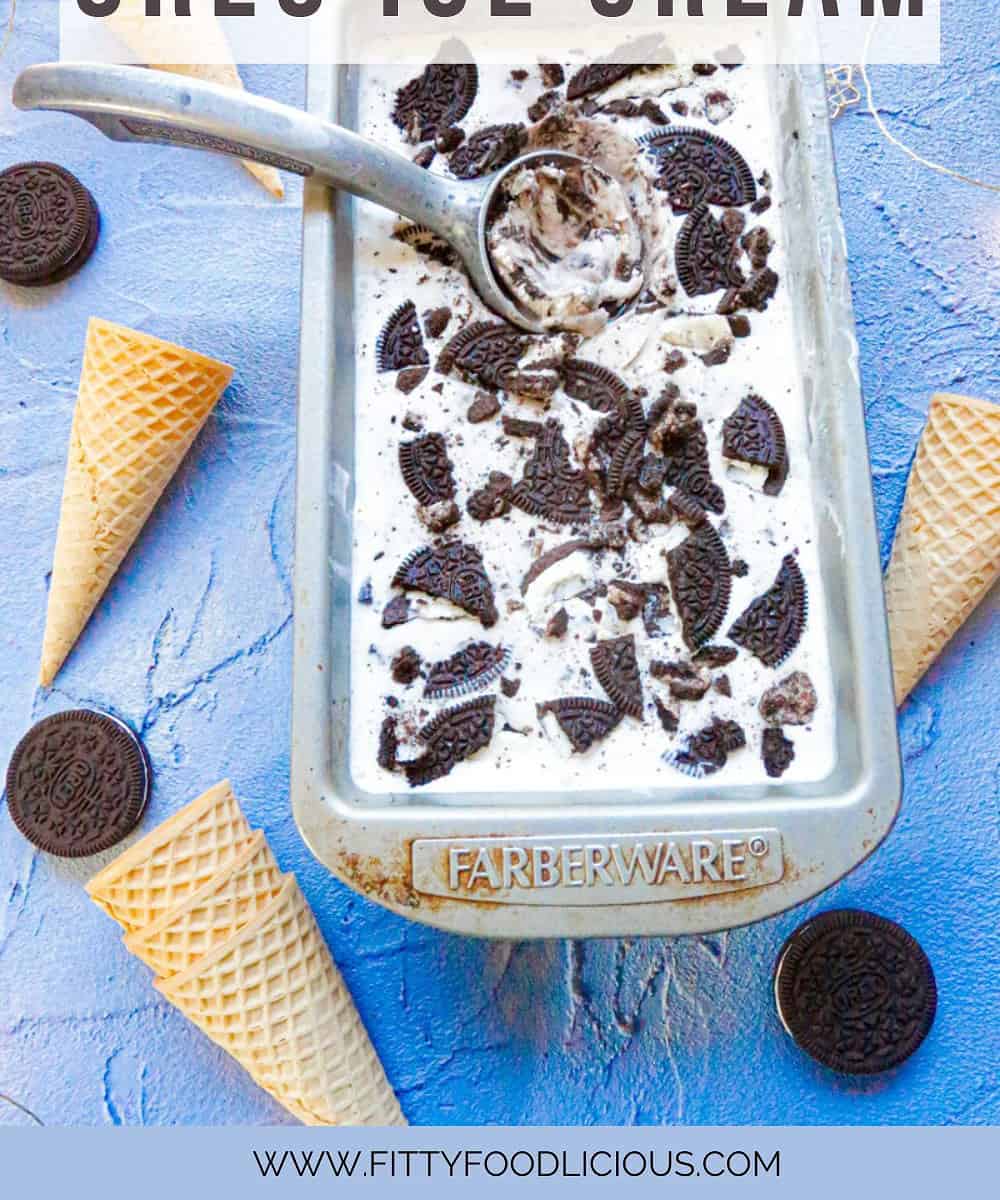 Pinterest image for homemade oreo ice cream