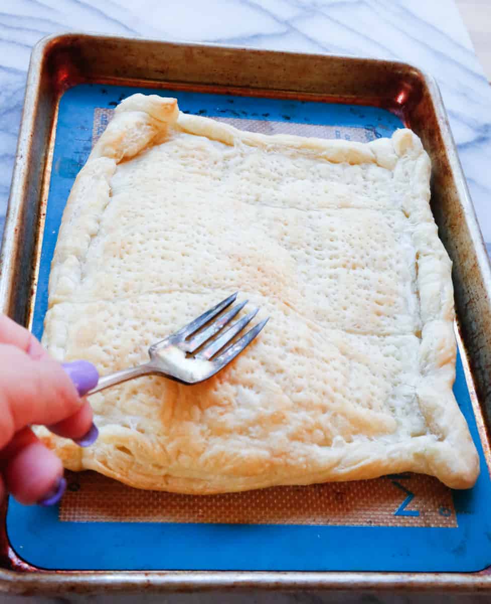 deflate your puff pastry using a fork 