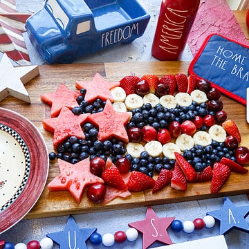 An American flag fruit platter