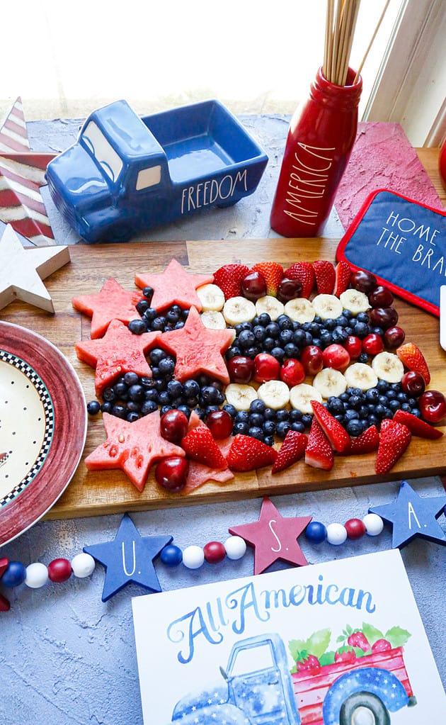 An American flag fruit platter