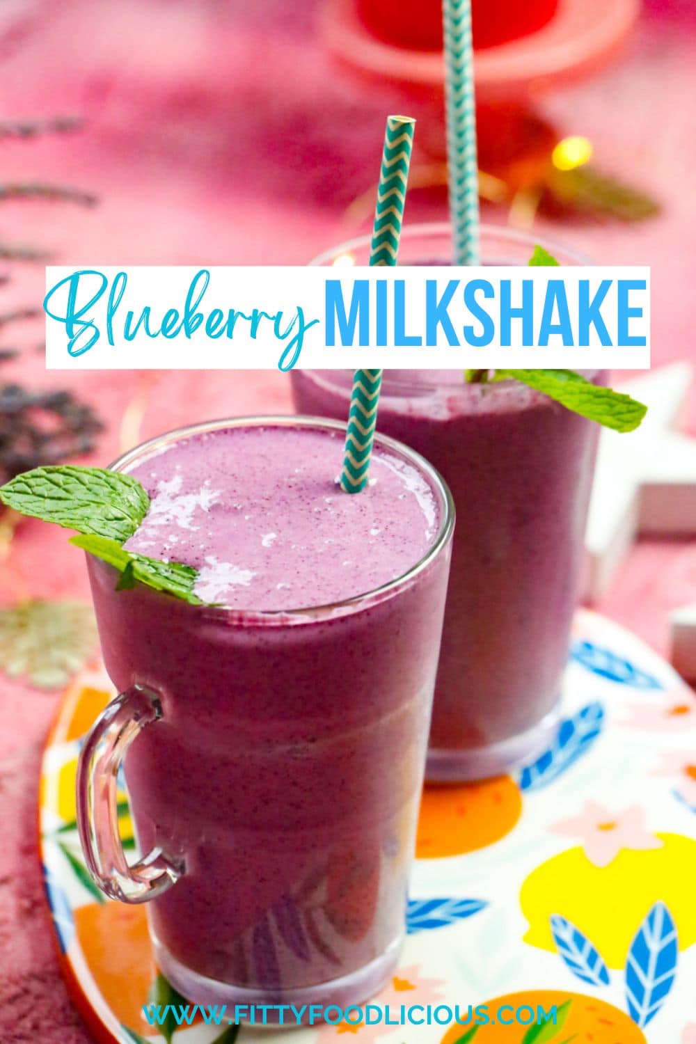 Pinterest image for blueberry milkshake 
