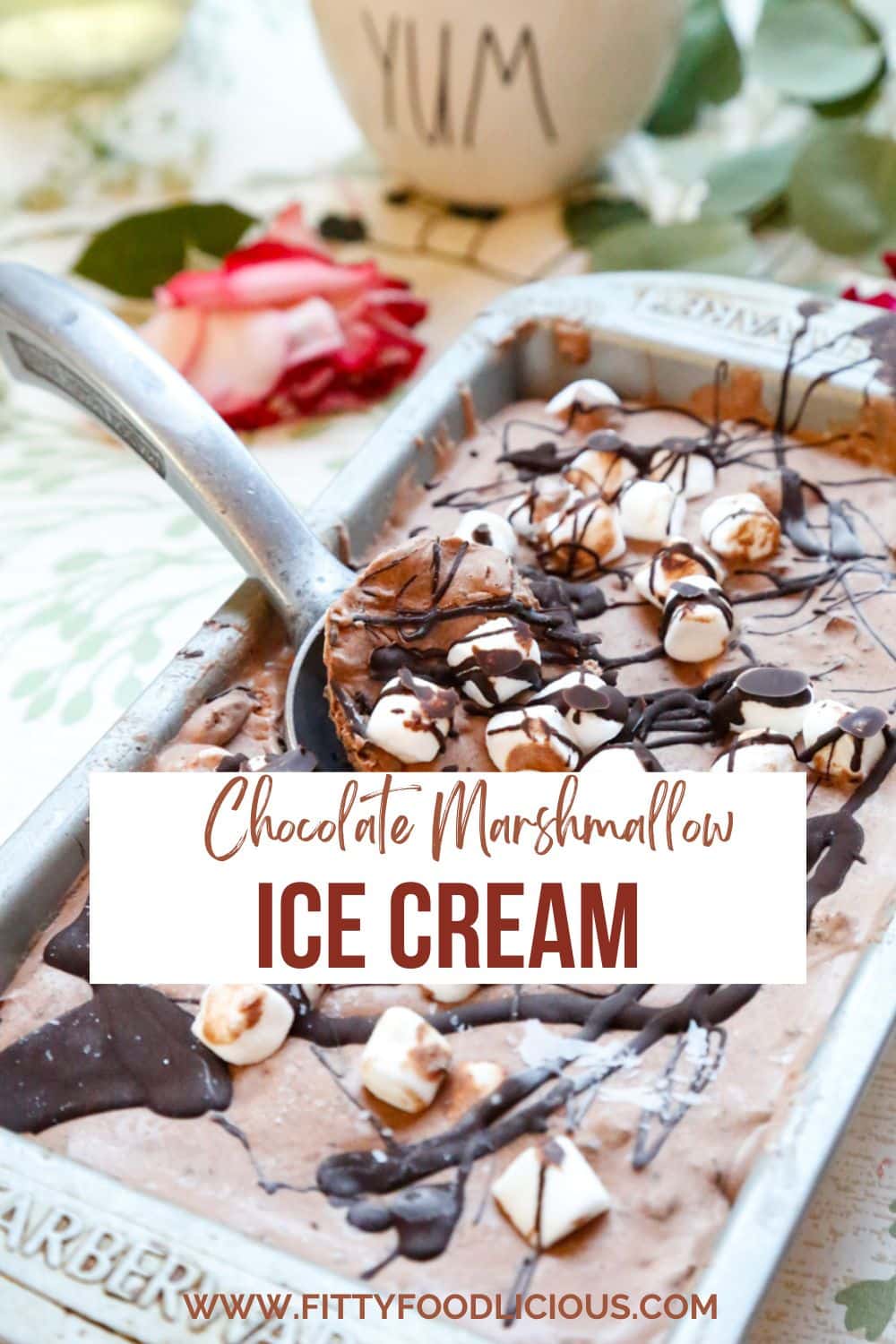 Pinterest image for Chocolate Marshmallow Ice Cream 