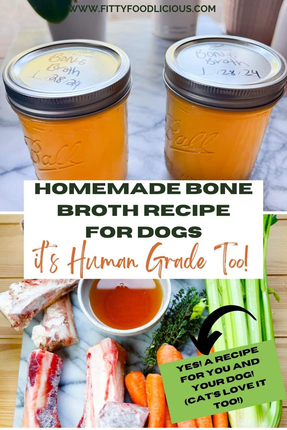 Pinterest Image for Homemade Bone Broth Recipe For Dogs 