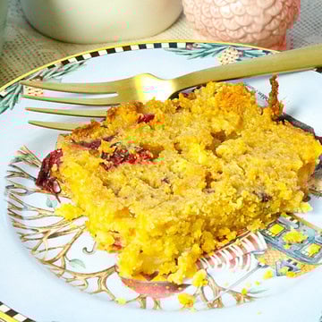 a plate of fresh stove top stuffing with cornbread