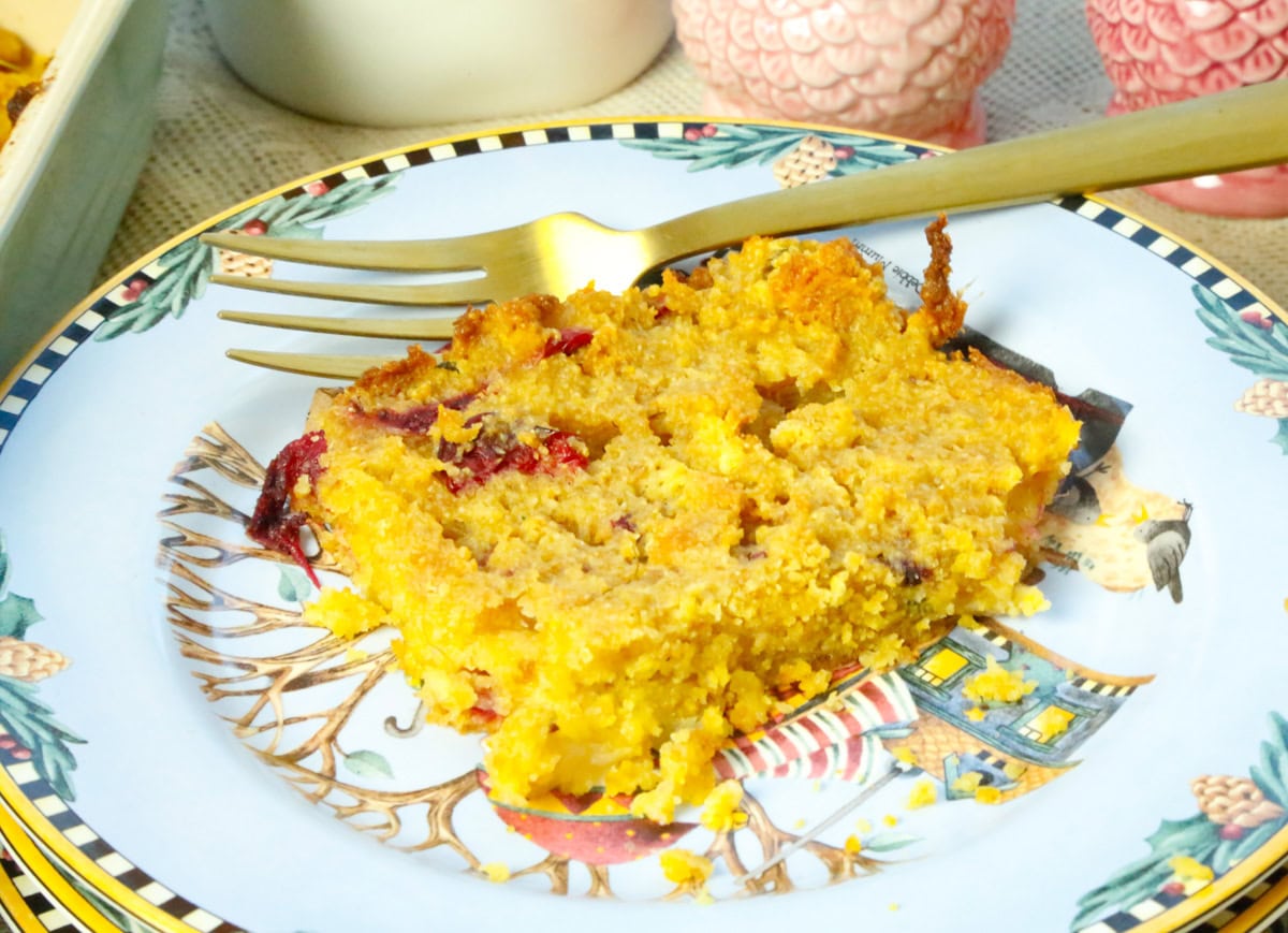 a plate of fresh stove top stuffing with cornbread 