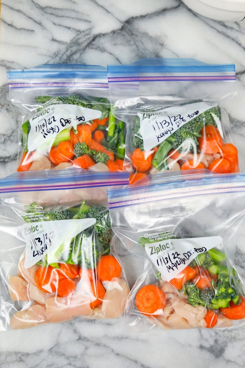 For the food prep option, you can section off the prepared allergy-friendly dog food into 1-cup portions and add them to BPA-free Ziplock bags and store them in the fridge until ready to use