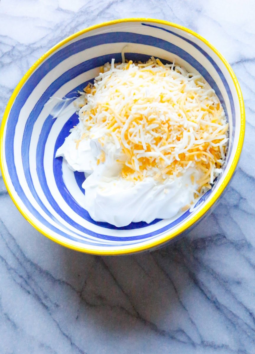 add the sour cream and shredded cream to a large bowl. 