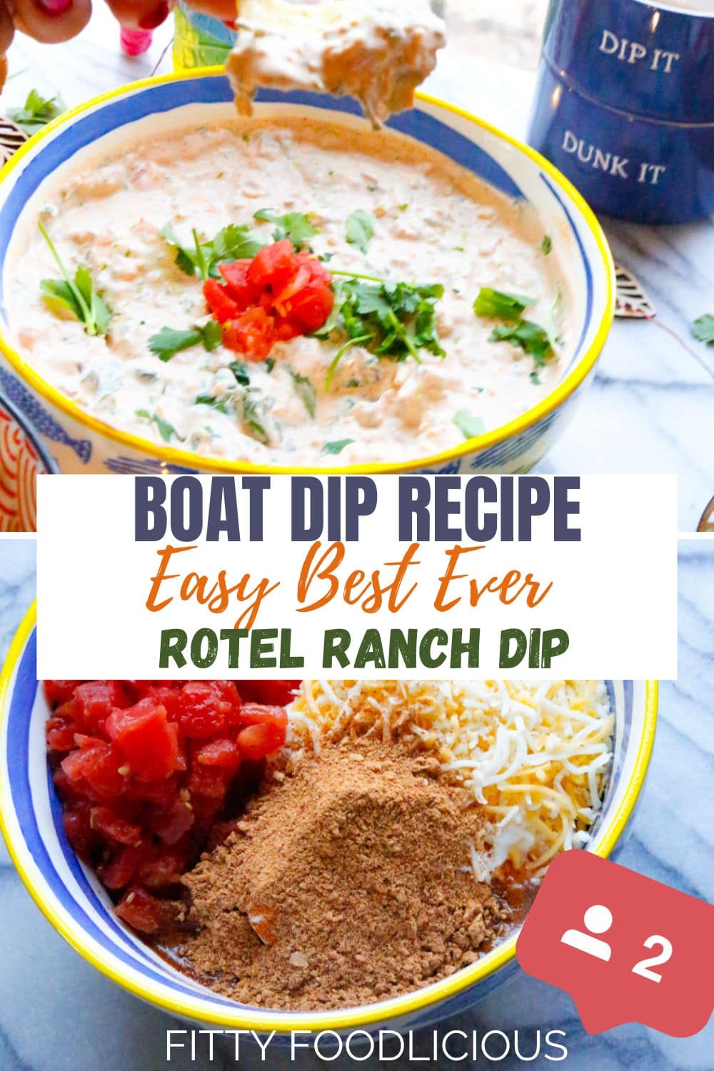 Pinterest image Boat Dip Recipe Easy Best Ever Rotel Ranch Dip