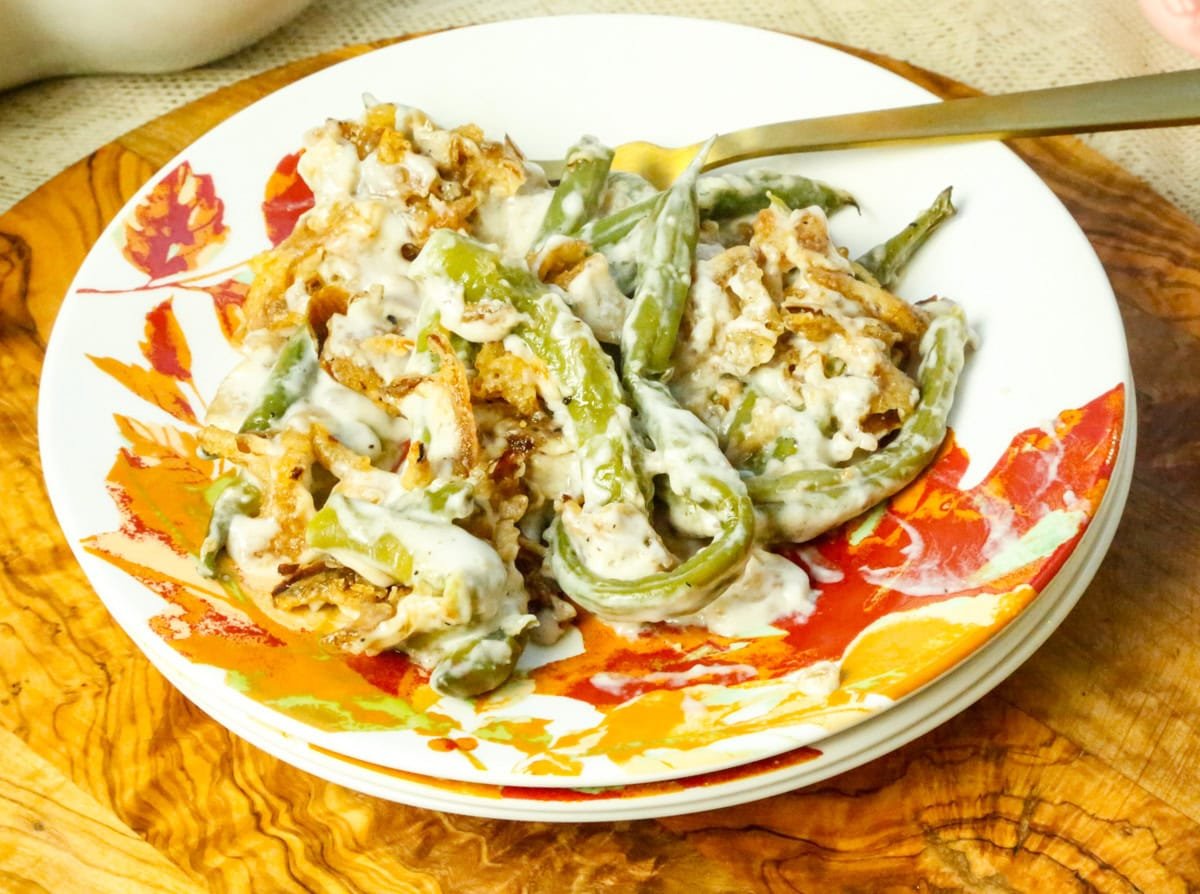 A plate of delicious green bean casserole