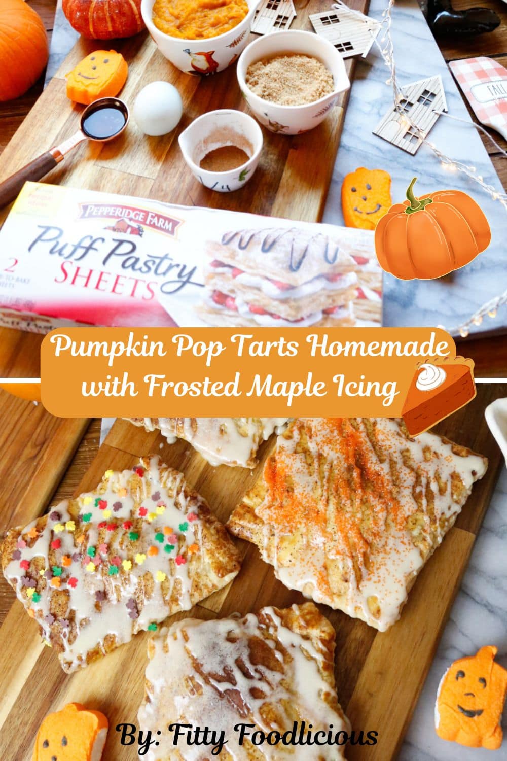 Pinterest Image for Pumpkin Pop Tarts Homemade with Frosted Maple Icing