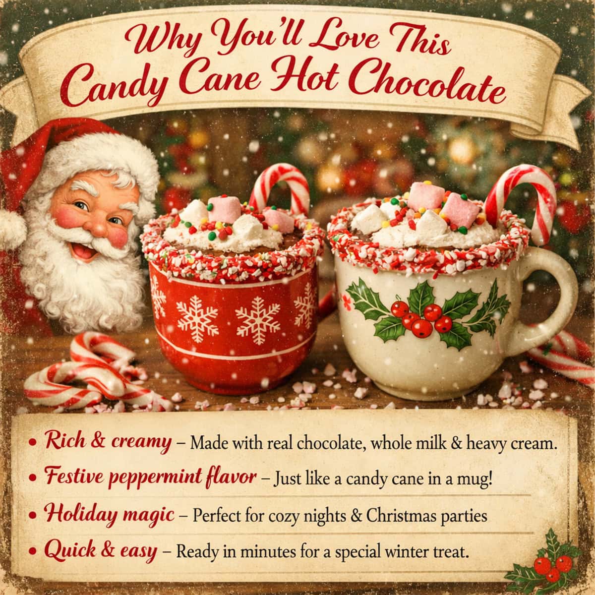 Recipe highlights for candy cane hot chocolate