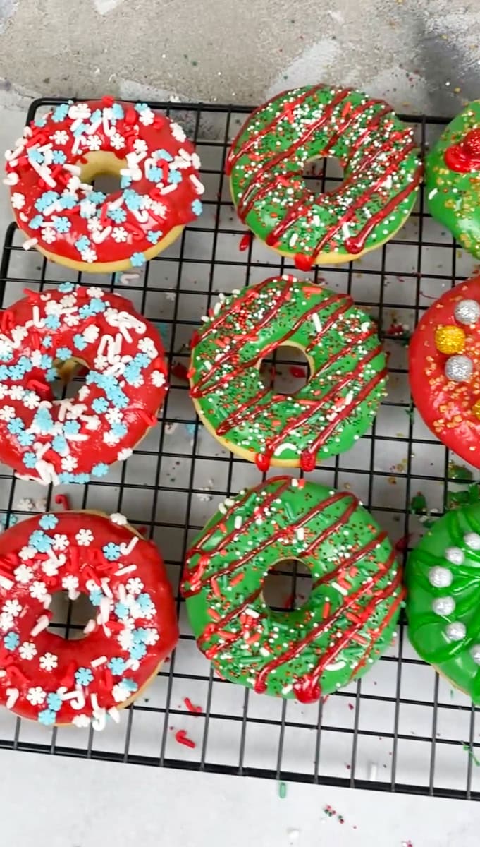 a tray of delicious homemade Christmas Donuts