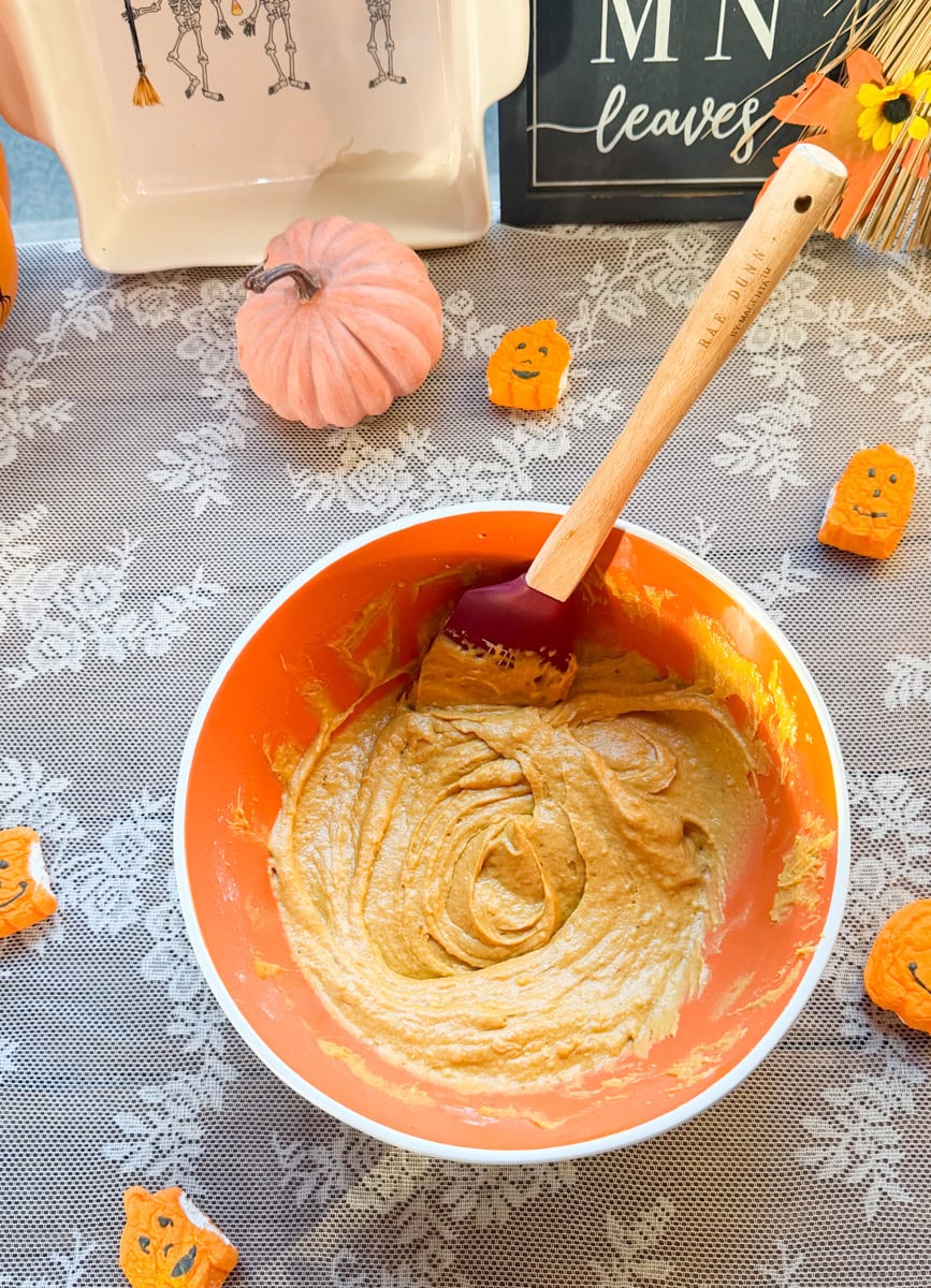 Mixing Homemade Mini Pumpkin Bread Batter